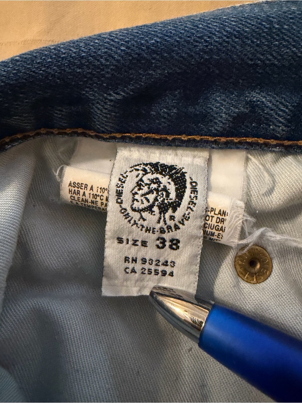 Diesel Industry Denim Division Jeans Men's 38x30 Italy Buttonfly Type RR55 - Picture 11 of 11